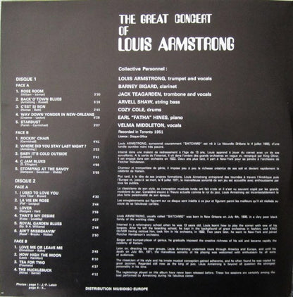 Louis Armstrong : The Great Concert Of Louis Armstrong (2xLP, Gat)