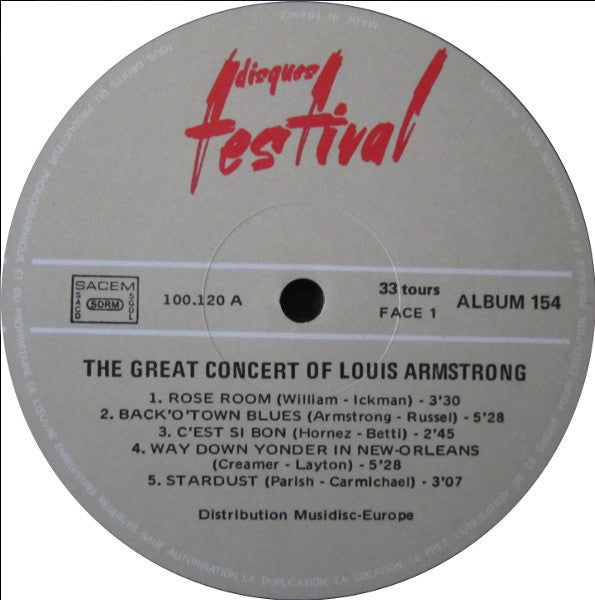 Louis Armstrong : The Great Concert Of Louis Armstrong (2xLP, Gat)