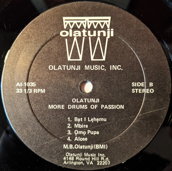 Babatunde Olatunji : More Drums Of Passion (LP, RE)