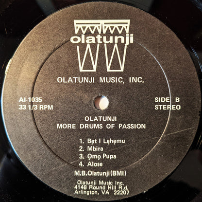 Babatunde Olatunji : More Drums Of Passion (LP, RE)