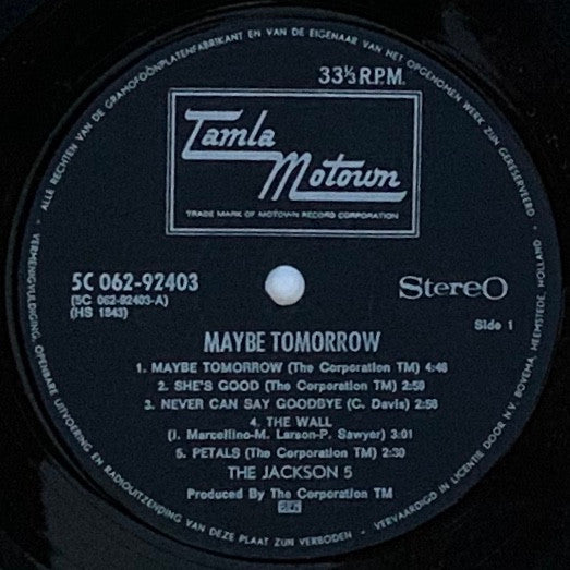 The Jackson 5 : Maybe Tomorrow (LP, Album)
