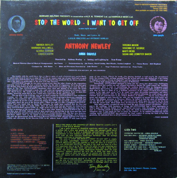 Anthony Newley With Anna Quayle : Stop The World - I Want To Get Off (LP, Mono)