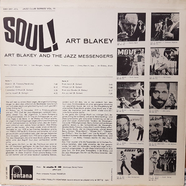 Art Blakey : Soul! (LP, Album, Mono, RE)