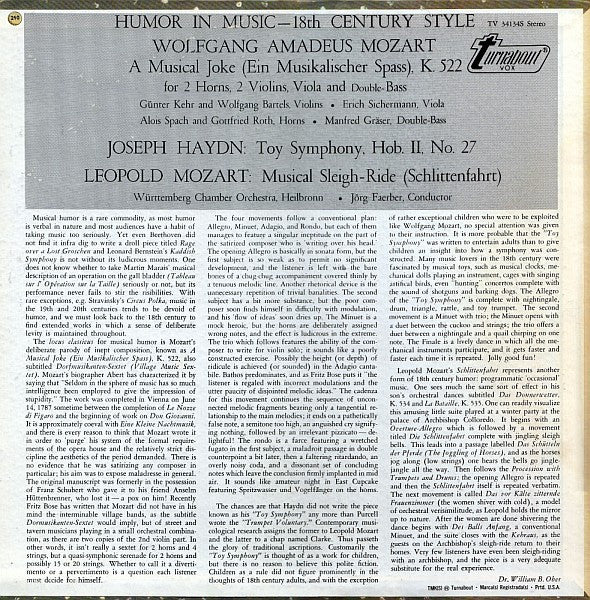 Wolfgang Amadeus Mozart / Joseph Haydn / Leopold Mozart : Humour In Music - 18th Century Style (LP, Comp)