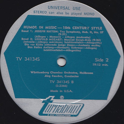 Wolfgang Amadeus Mozart / Joseph Haydn / Leopold Mozart : Humour In Music - 18th Century Style (LP, Comp)