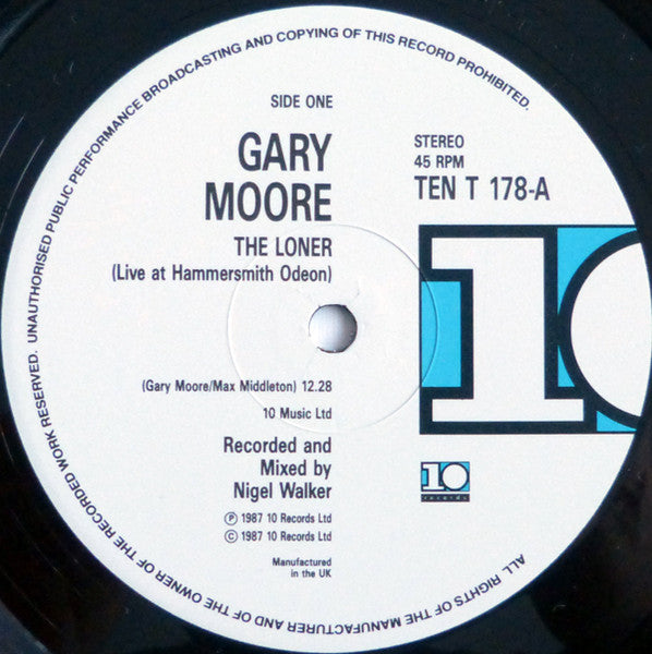 Gary Moore : The Loner (12", Single, Ltd)