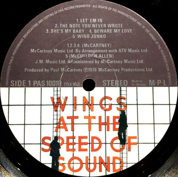 Wings (2) : Wings At The Speed Of Sound (LP, Album, RE)