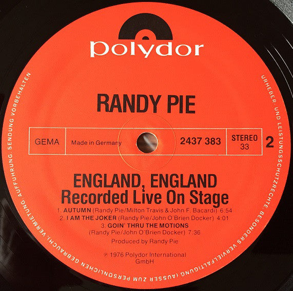 Randy Pie : England, England (2xLP, Album)