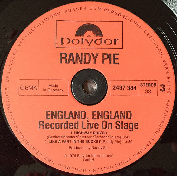 Randy Pie : England, England (2xLP, Album)