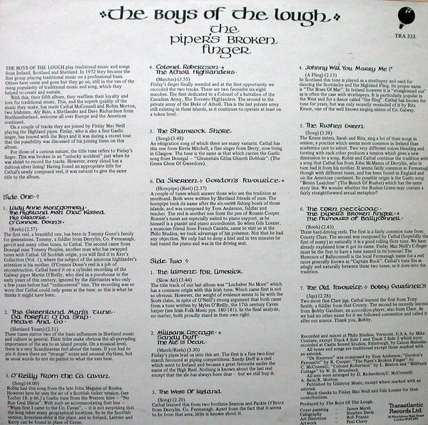 The Boys Of The Lough : The Piper's Broken Finger (LP, Album)