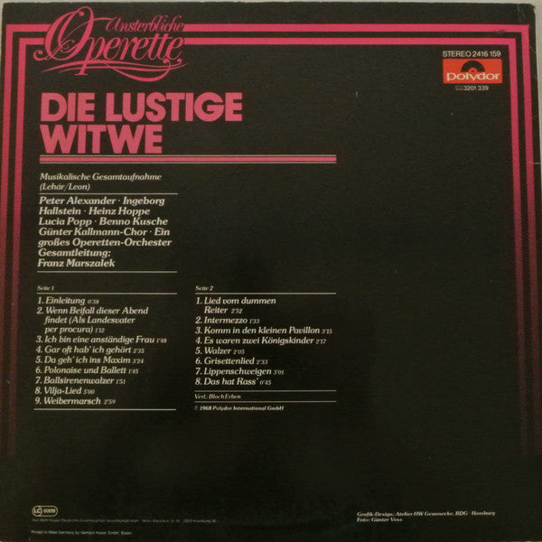 Various : Die Lustige Witwe (Musikalische Gesmtaufnahme) (LP)