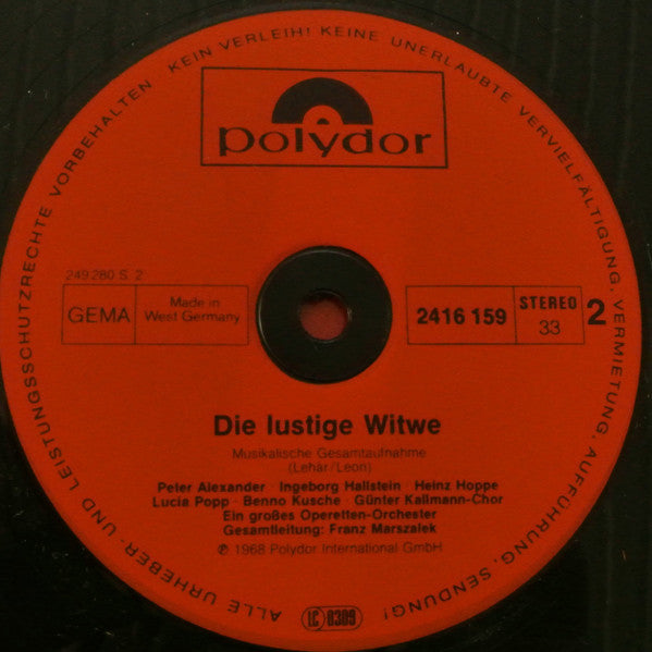 Various : Die Lustige Witwe (Musikalische Gesmtaufnahme) (LP)