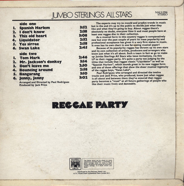 Jumbo Sterlings All Stars : Reggae Party (LP, Album)