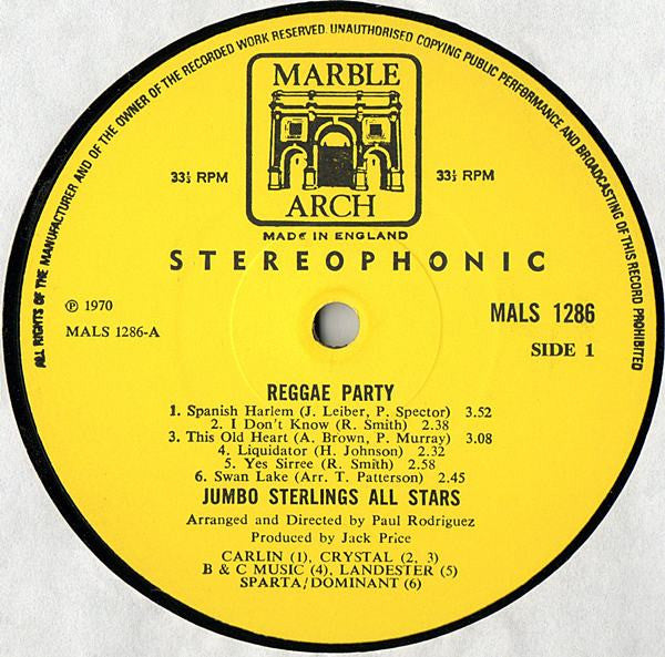 Jumbo Sterlings All Stars : Reggae Party (LP, Album)