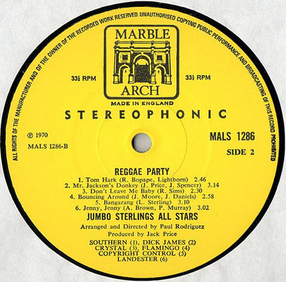 Jumbo Sterlings All Stars : Reggae Party (LP, Album)
