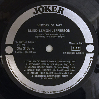 Blind Lemon Jefferson : Blind Lemon Jefferson (LP, Comp, RE)