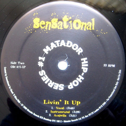 Sensational : Party Jumpin' / Livin' It Up (12", Single, Promo)