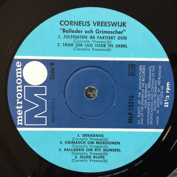 Cornelis Vreeswijk : Ballader Och Grimascher (LP, Album)