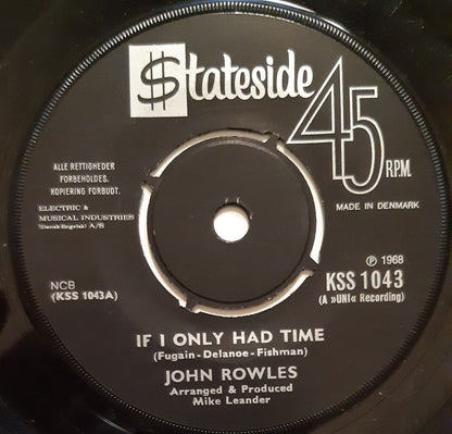 John Rowles : If I Only Had Time (7", Single)