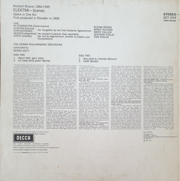 Richard Strauss, Birgit Nilsson, Regina Resnik, Marie Collier, Tom Krause, Gerhard Stolze, Wiener Philharmoniker, Georg Solti : Elektra (Scenes) (LP)