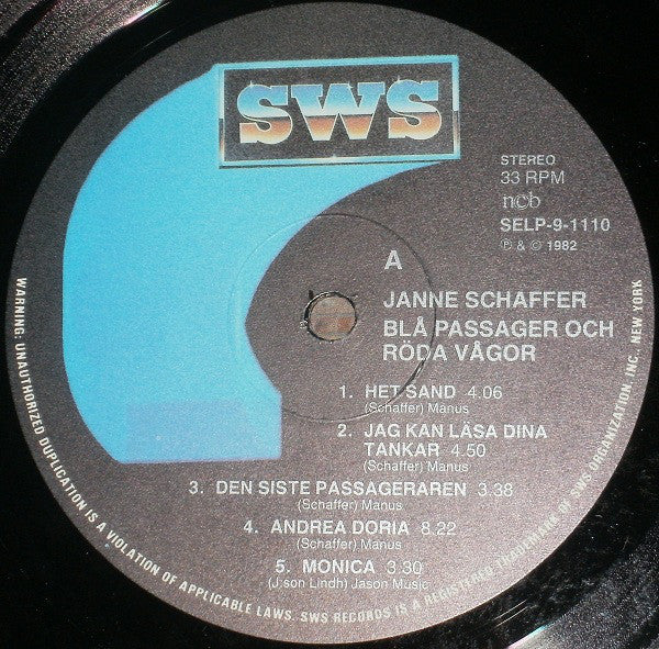 Janne Schaffer : Blå Passager Och Röda Vågor (LP, Album)