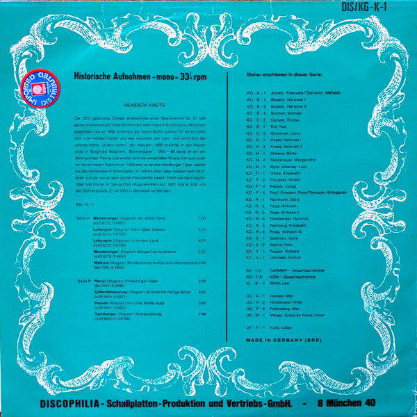 Heinrich Knote : Heinrich Knote I (LP, Comp, Mono)