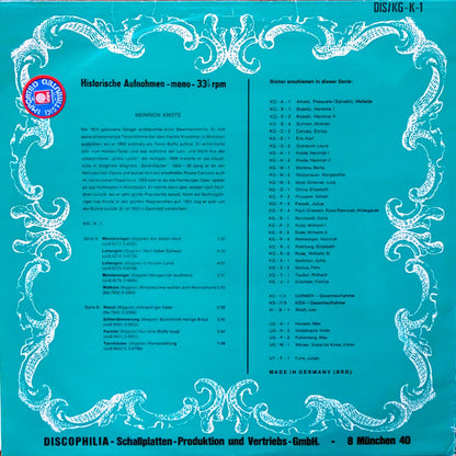 Heinrich Knote : Heinrich Knote I (LP, Comp, Mono)