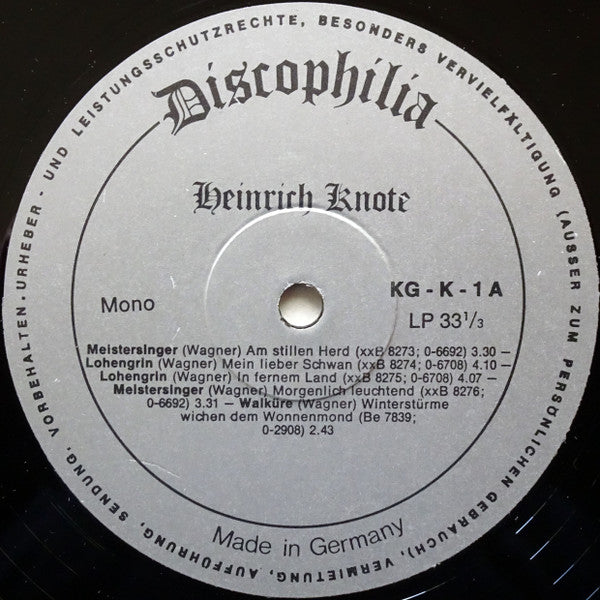 Heinrich Knote : Heinrich Knote I (LP, Comp, Mono)