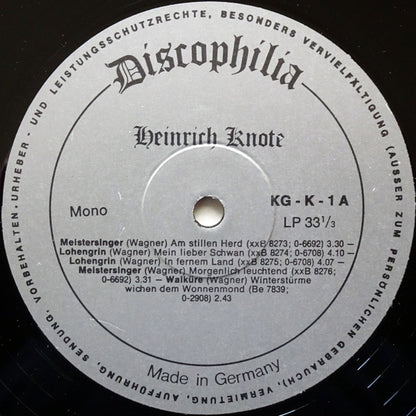 Heinrich Knote : Heinrich Knote I (LP, Comp, Mono)