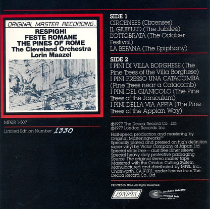 Ottorino Respighi, The Cleveland Orchestra, Lorin Maazel : Feste Romane / The Pines Of Rome (LP, Album, RE, RM, 200 + Box, Ltd, Num)