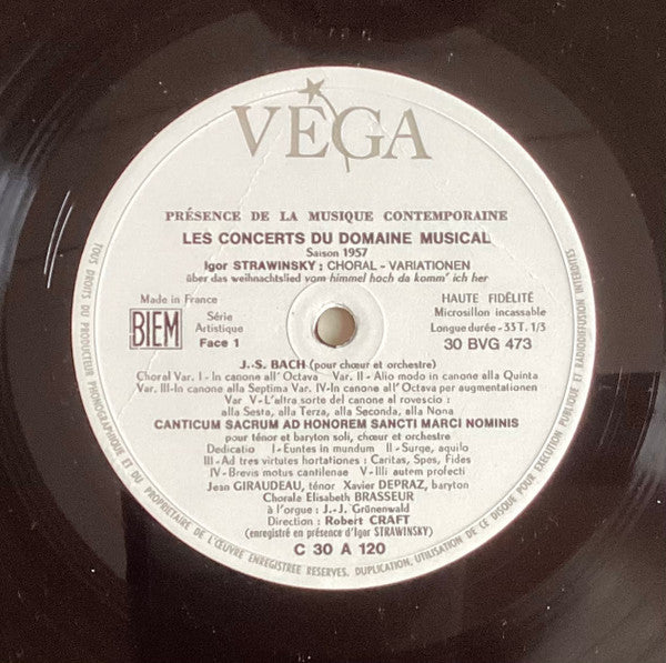 Igor Stravinsky / Anton Webern - Robert Craft / Pierre Boulez : Les Concerts Du Domaine Musical (Saison 1957) (LP)