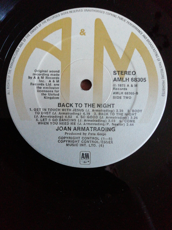 Joan Armatrading : Back To The Night (LP, Album)