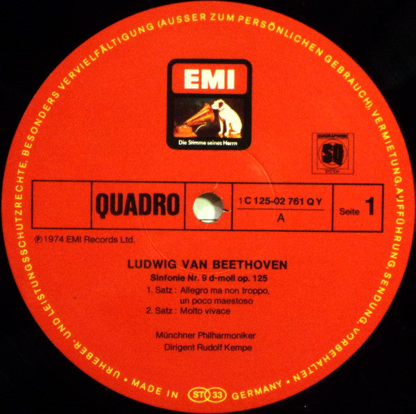 Ludwig van Beethoven – Urszula Koszut · Brigitte Fassbaender · Nicolai Gedda · Donald McIntyre - Philharmonischer Chor München · Münchner Motettenchor · Münchner Philharmoniker - Rudolf Kempe : Sinfonie Nr. 9 (LP, Quad, RE + LP, S/Sided, Quad, RE)
