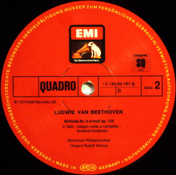 Ludwig van Beethoven – Urszula Koszut · Brigitte Fassbaender · Nicolai Gedda · Donald McIntyre - Philharmonischer Chor München · Münchner Motettenchor · Münchner Philharmoniker - Rudolf Kempe : Sinfonie Nr. 9 (LP, Quad, RE + LP, S/Sided, Quad, RE)