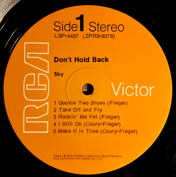 Sky (20) : Don't Hold Back (LP, Album, Hol)