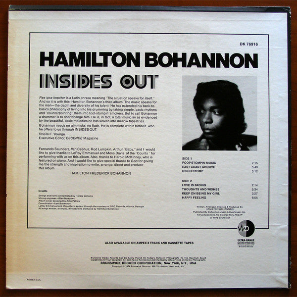 Hamilton Bohannon : Insides Out (LP, Album, Pit)