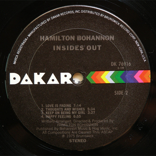 Hamilton Bohannon : Insides Out (LP, Album, Pit)