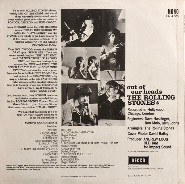 The Rolling Stones : Out Of Our Heads (LP, Album, Mono, Exp)