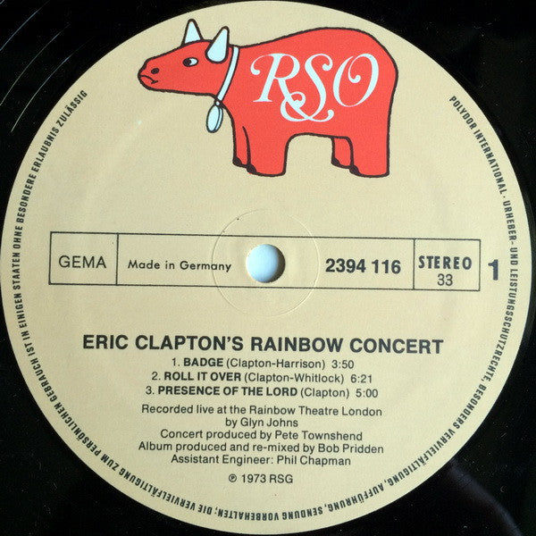 Eric Clapton : Eric Clapton's Rainbow Concert (LP, Album)