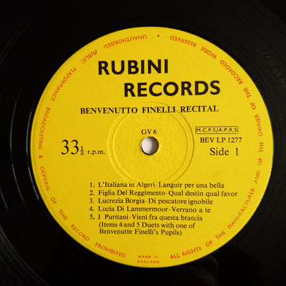 Benvenuto Finelli : Recital  (LP, Album)