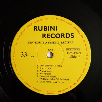 Benvenuto Finelli : Recital  (LP, Album)