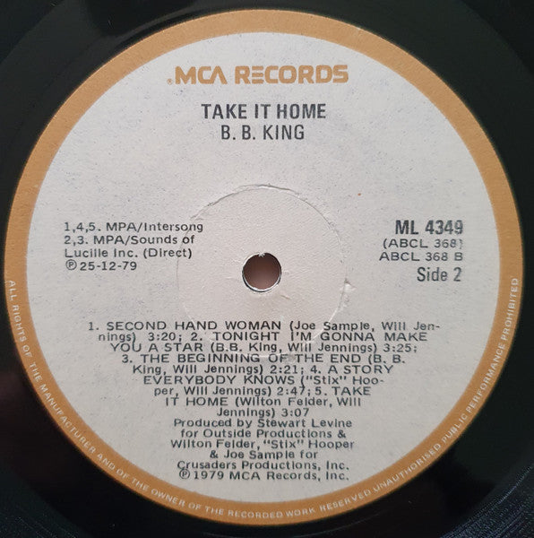 B.B. King : Take It Home (LP, Album)