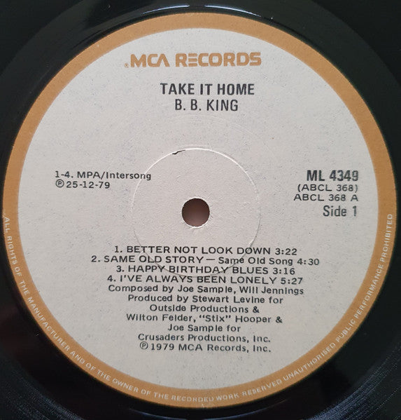 B.B. King : Take It Home (LP, Album)