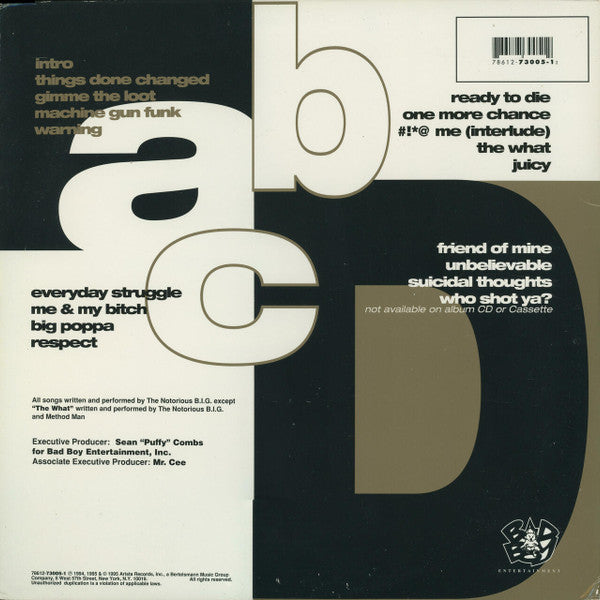 Notorious B.I.G. : Ready To Die (2xLP, Album, Gat)