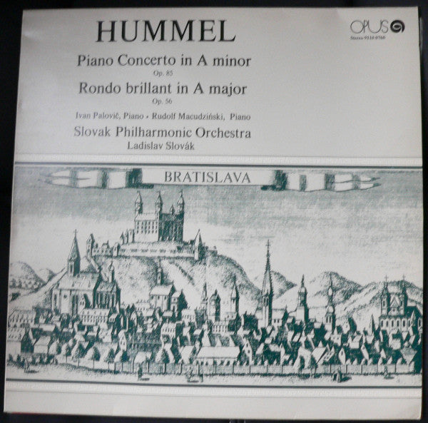 Johann Nepomuk Hummel, Ivan Palovič, Rudolf Macudziński, Slovak Philharmonic Orchestra, Ladislav Slovák : Piano Concerto In A Major Op.85 / Rondo Brillant In A Major Op.56 (LP, RE)