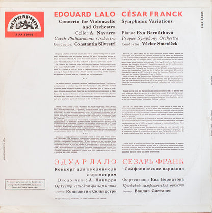 Édouard Lalo - The Czech Philharmonic Orchestra , Cello: André Navarra , Conductor: Constantin Silvestri / César Franck - The Prague Symphony Orchestra , Piano: Eva Bernáthová , Conductor: Václav Smetáček : Concerto For Violoncello And Orchestra / Symphonic Variations (LP, Mono)