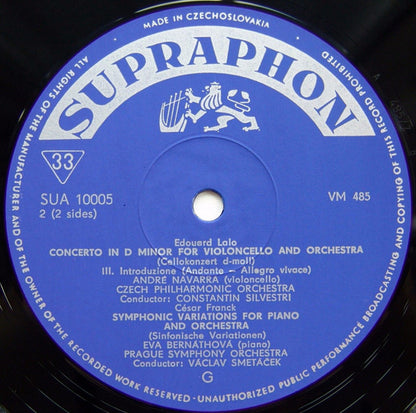 Édouard Lalo - The Czech Philharmonic Orchestra , Cello: André Navarra , Conductor: Constantin Silvestri / César Franck - The Prague Symphony Orchestra , Piano: Eva Bernáthová , Conductor: Václav Smetáček : Concerto For Violoncello And Orchestra / Symphonic Variations (LP, Mono)