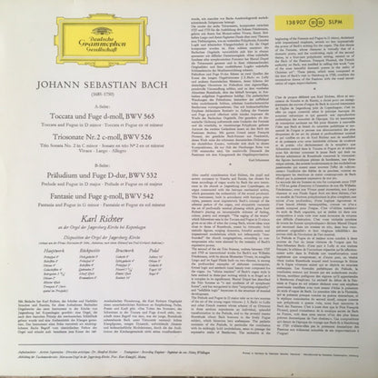 Johann Sebastian Bach, Karl Richter : Toccata Und Fuge D-moll, BWV 565 • Triosonate Nr. 2 C-moll, BWV 526 • Präludium Und Fuge D-dur, BWV 532 • Fantasie Und Fuge G-moll, BWV 542 (LP)