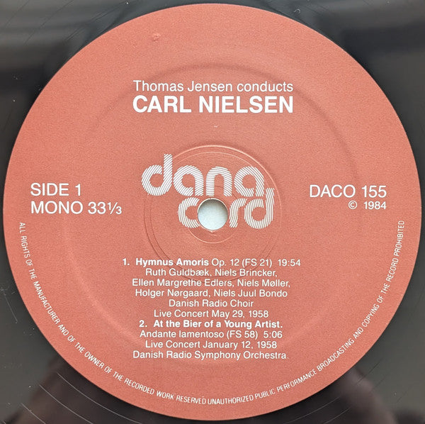 Thomas Jensen Conducts Carl Nielsen With Poul Birkelund, Danmarks Radios Symfoniorkester : Hymnus Amoris / Flute Concerto  (LP)