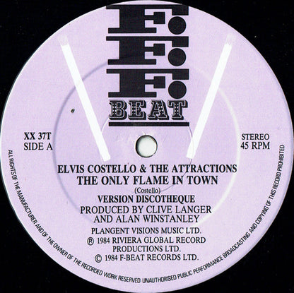 Elvis Costello & The Attractions : The Only Flame In Town (12", Single)